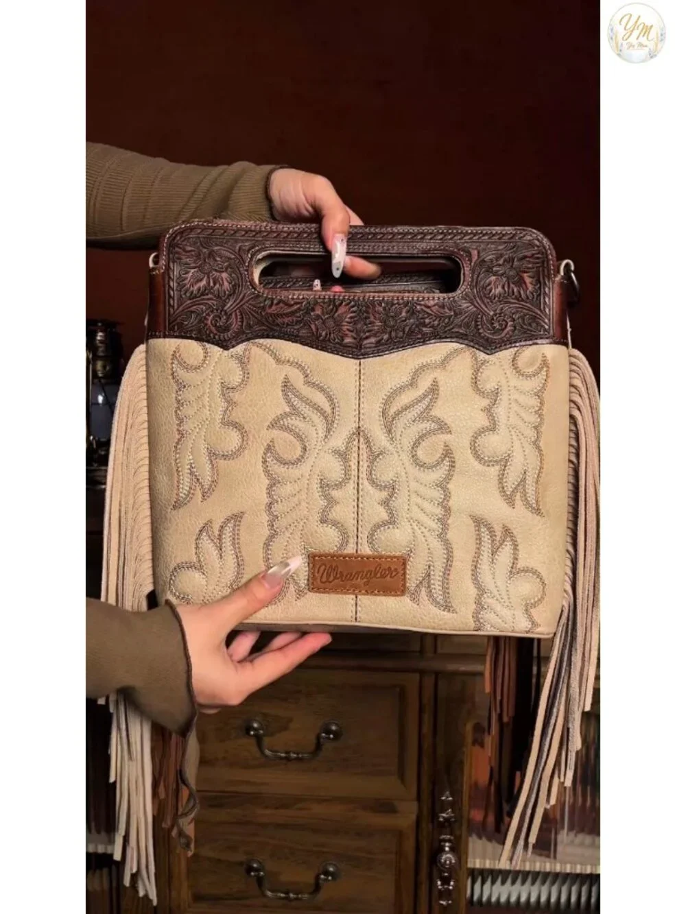 WOMENS WESTERN CROSSBODY BAG EMBOSSED FAUX LEATHER FRINGE PURSE